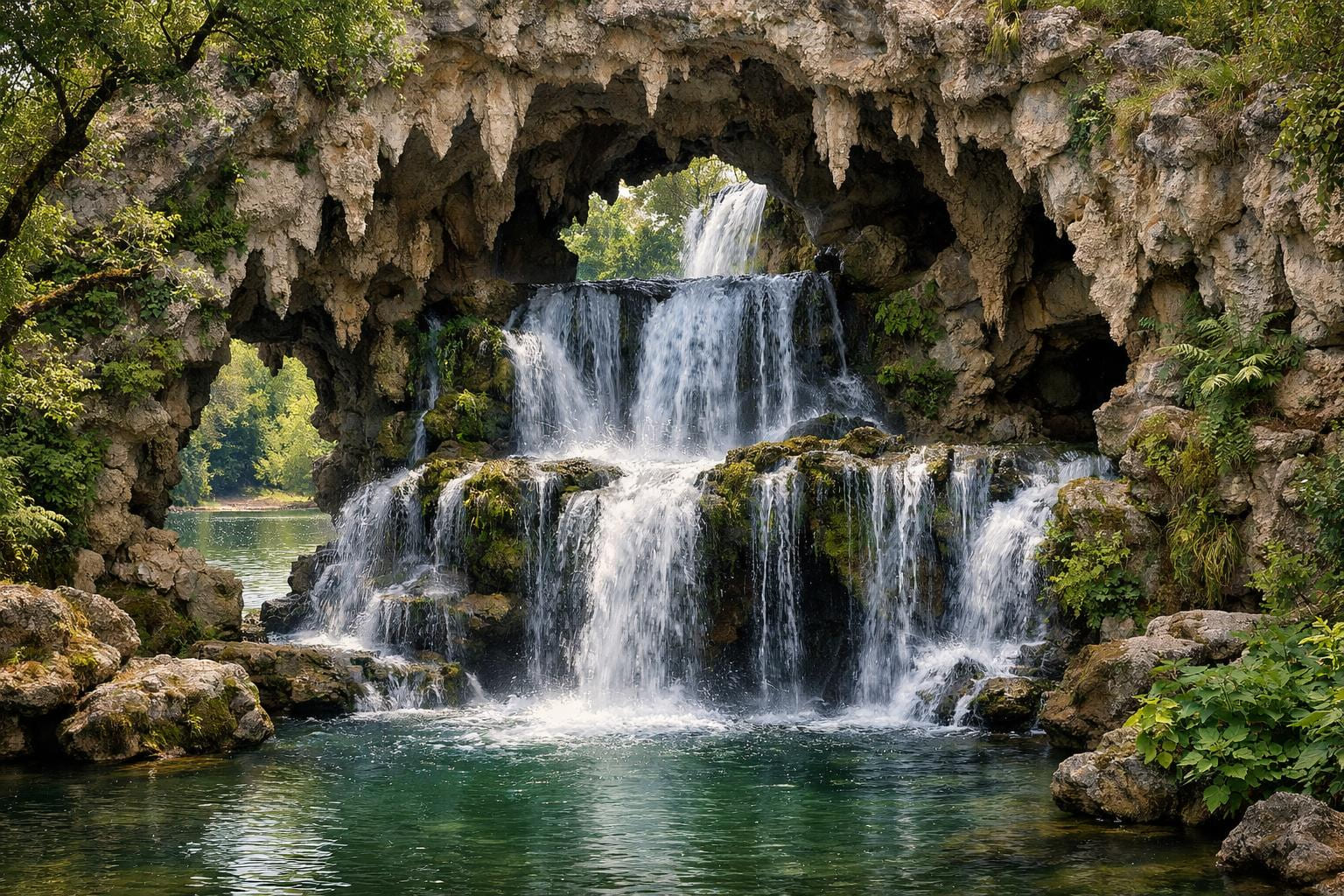 Cascade parc de Majolan nouvelle aquitaine